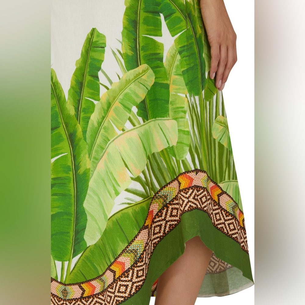 Farm Rio Fresh Forest Linen-Blend Midi-Dress - Picture 2 of 12